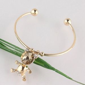 New 14k Gold Rhinestone Topaz Bracelet Bangle